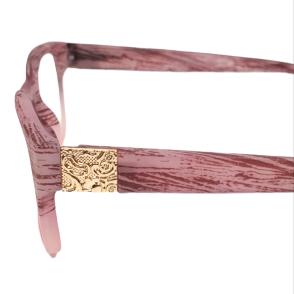 Pink +2.75 Power Rectangle Wood Look Readers, Pink Statement Reading Glasses - Picture 5 of 5